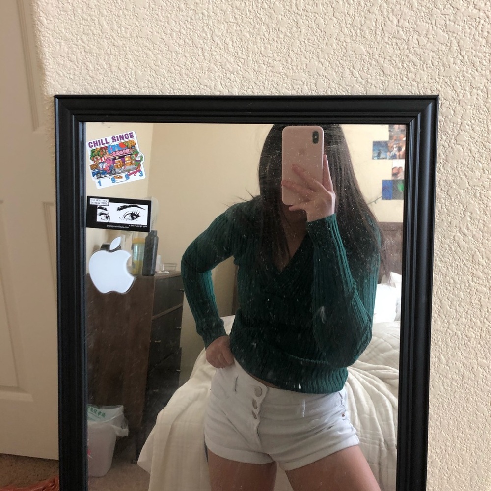 thrifted dark green sweater